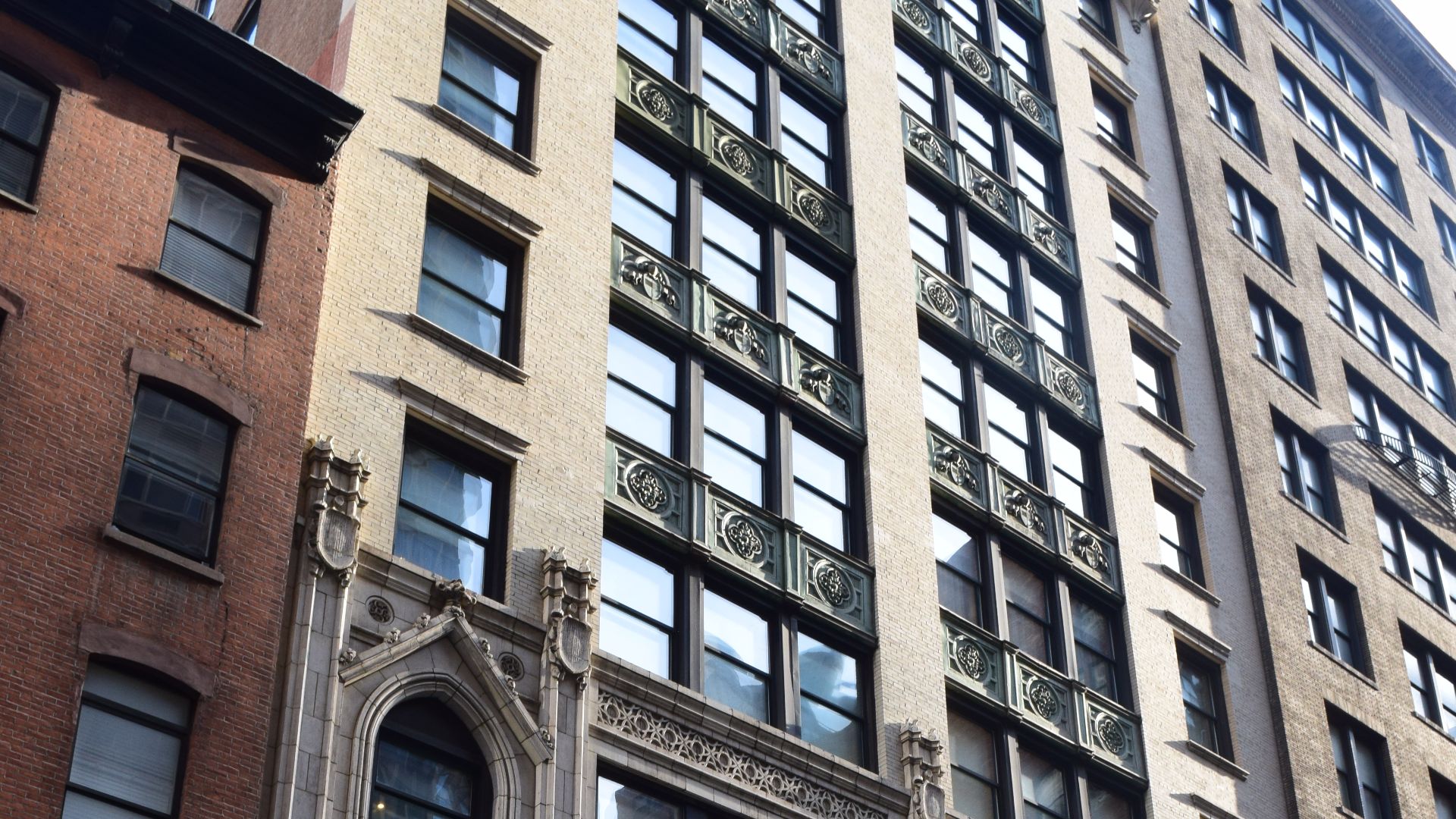 The lower floors of the Colony Arcade Building at 63–67 W. 38th St. in Manhattan, New York City. The building is listed on the National Register of Historic Places.