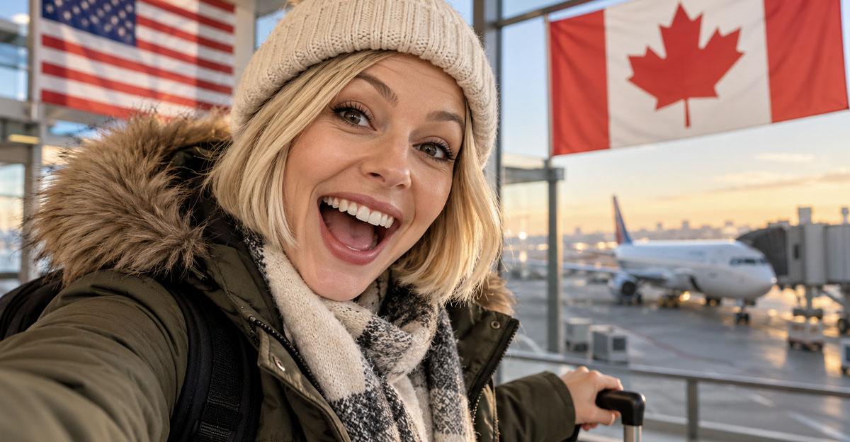 Blonde woman in an airport
