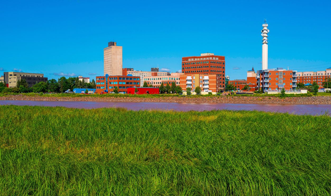Moncton City and Petitcodiac River Skyline at Hawthorne Park in Riverview, New Brunswick, Canada