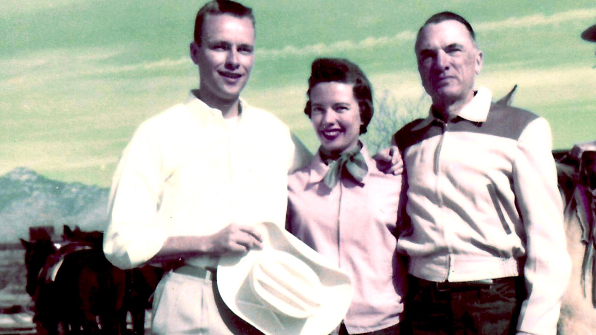 Arizona Late 1956. Uncle, Mother, and Grandfather standing. I think this was at a