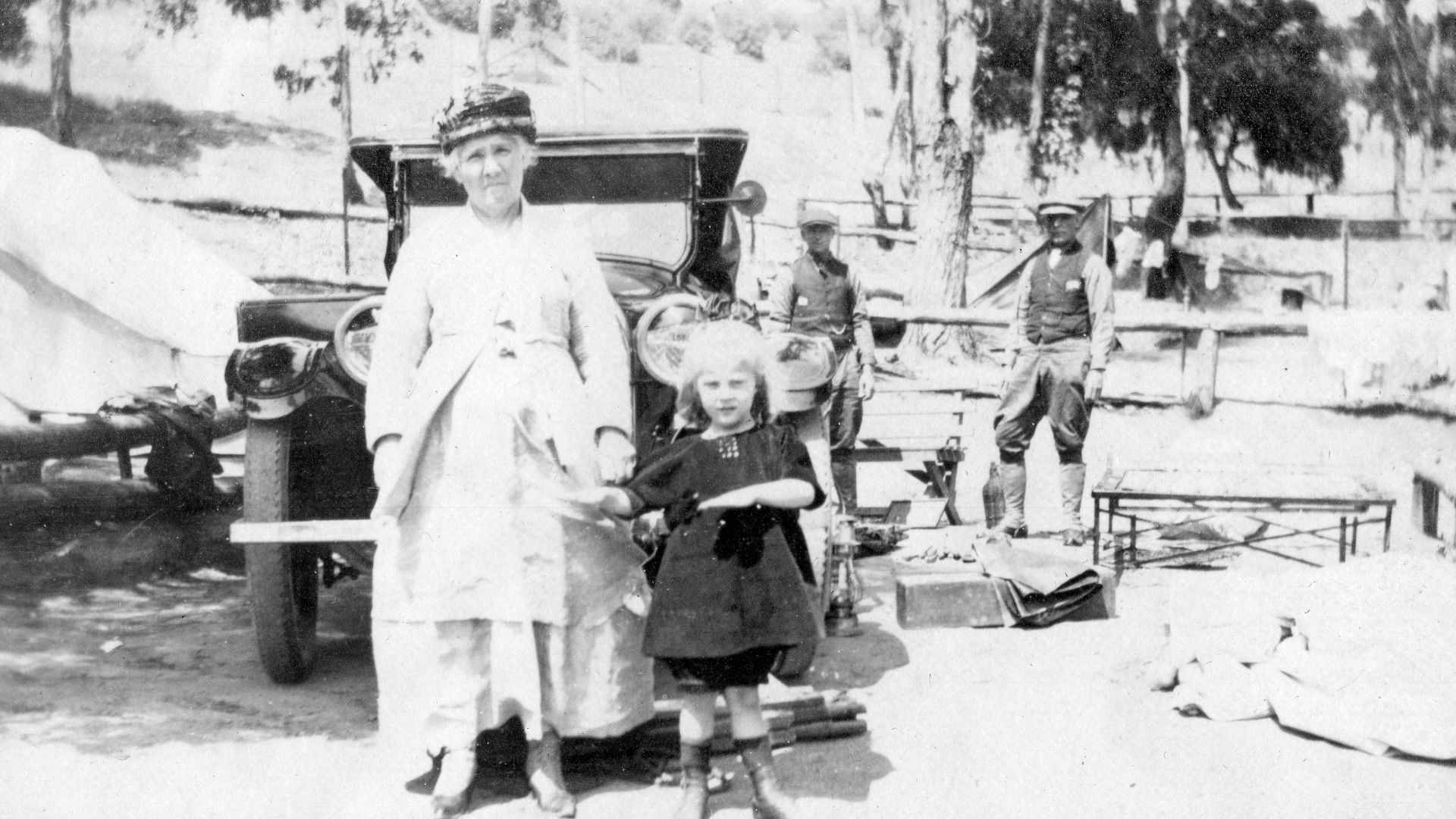 Gear unloaded; ready to set up the tent.  Pictured are my great-grandmother, mother, grandfather and great-grandfather.