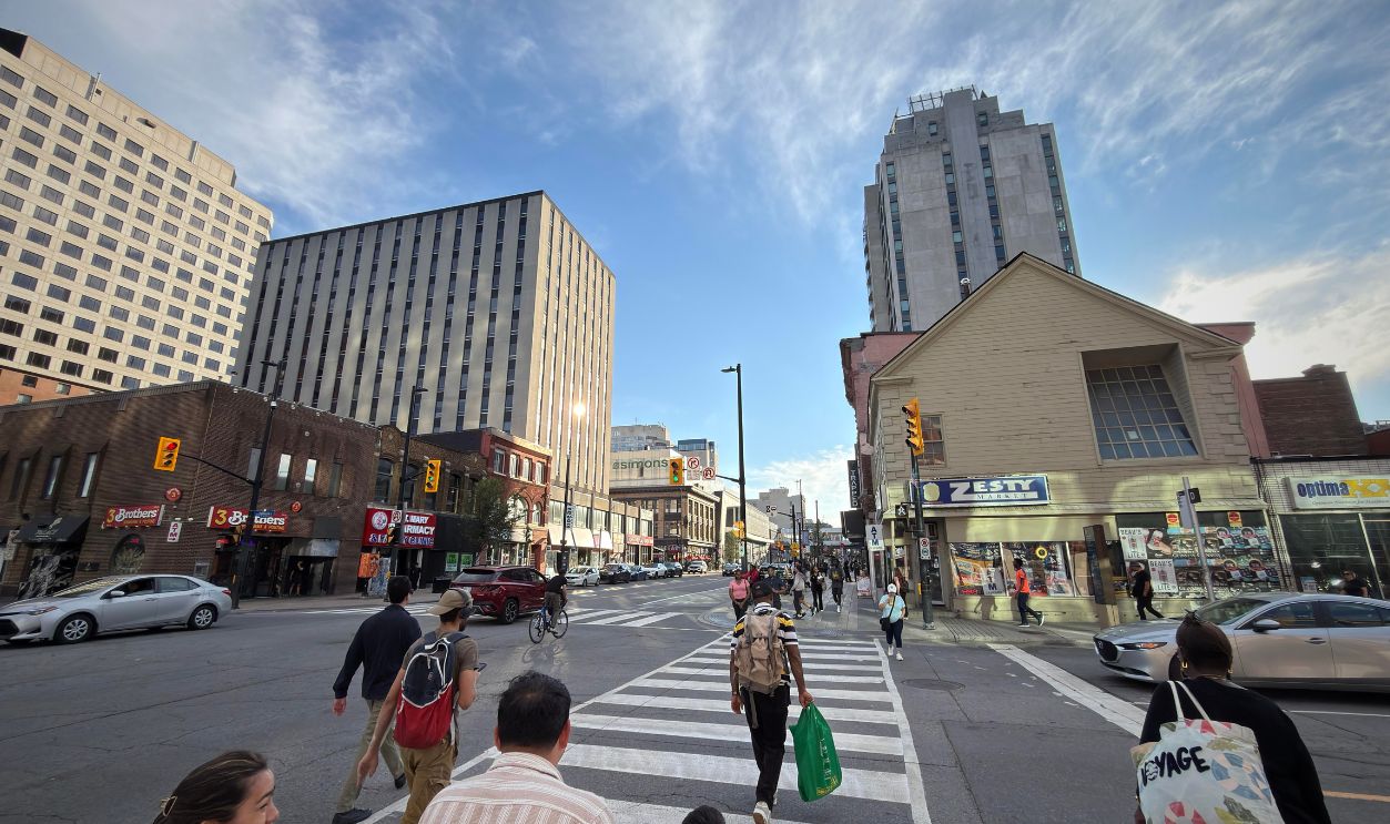 Ottawa Ontario Canada August 30 2026. Rideau street at the Dalhousie intersection looking west in the downtown area of the Capital City of the Nation.