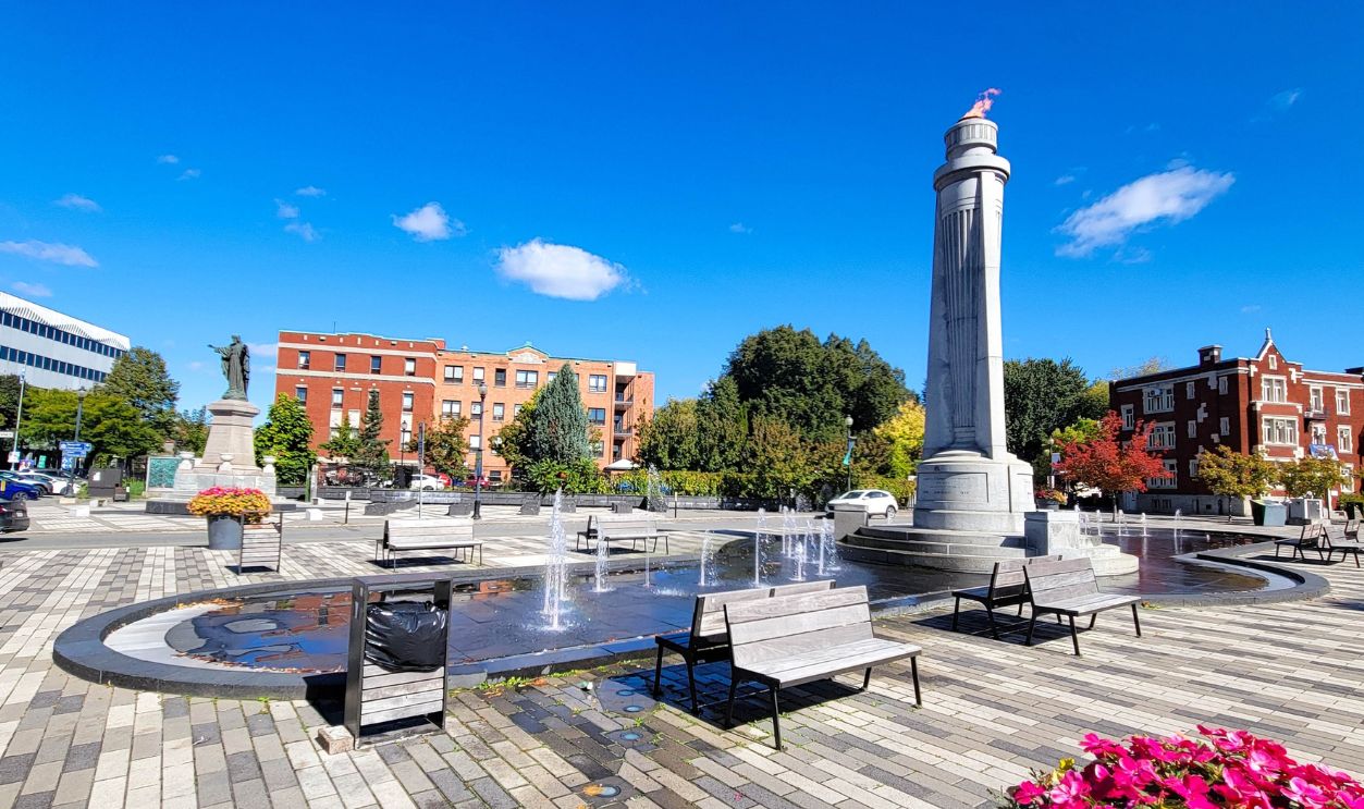 Shutterstock-2714607931, The Torch, a monument in Trois-Rivieres, Quebec, Canada
