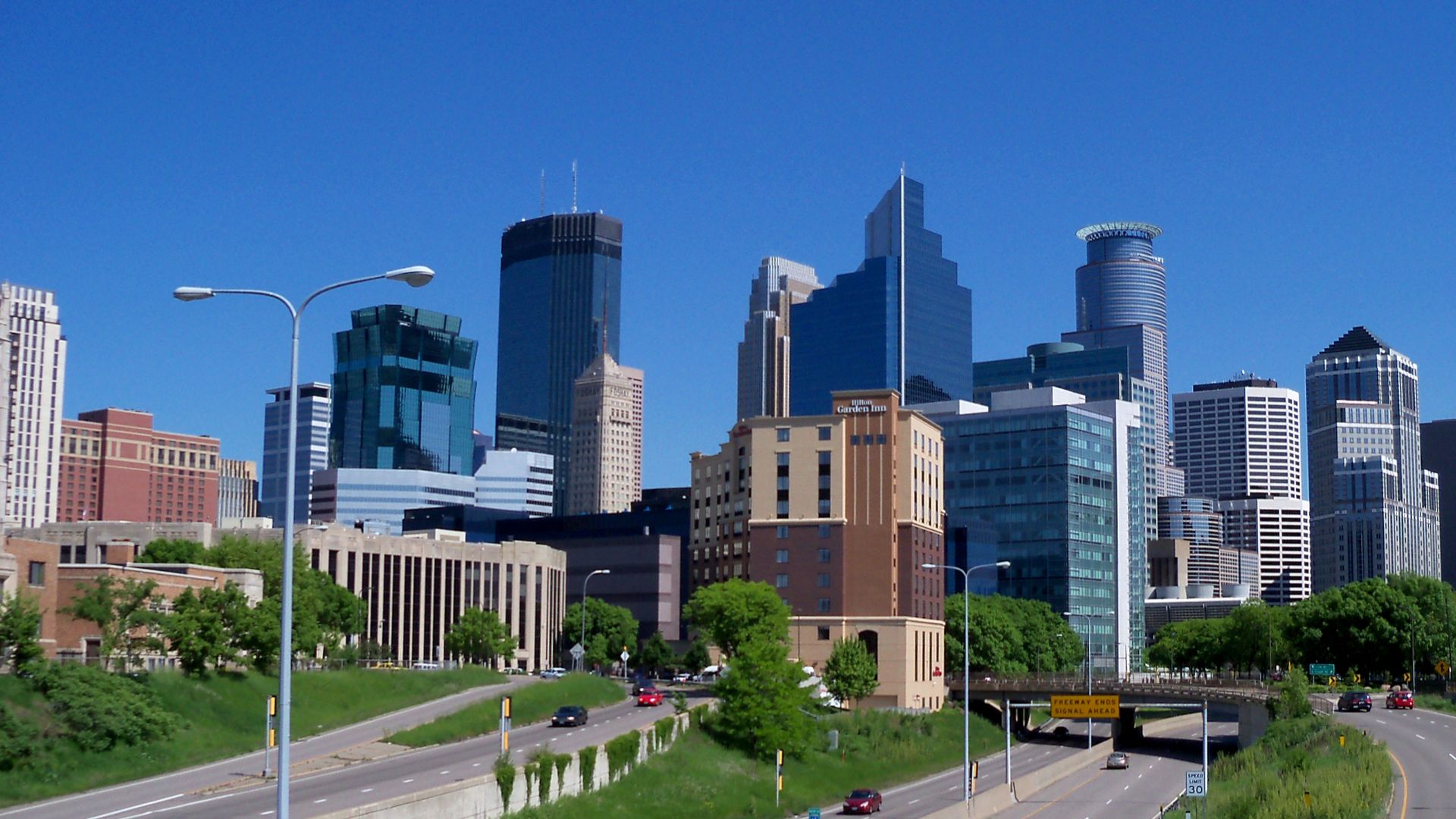 Skyline of Minneapolis, Minnesota, USA. Taken looking Northwest.