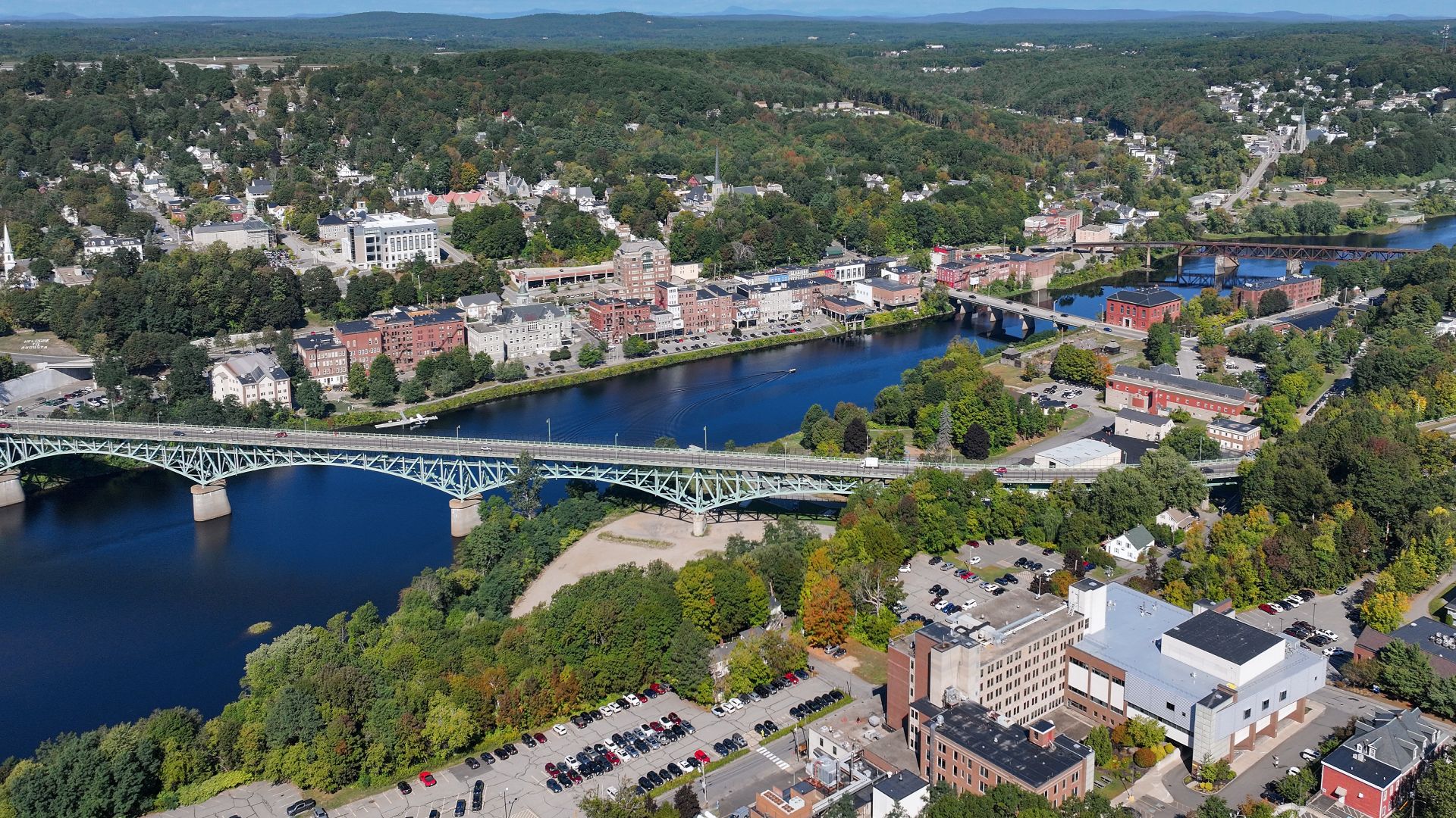 Aerial view of downtown Augusta, Maine