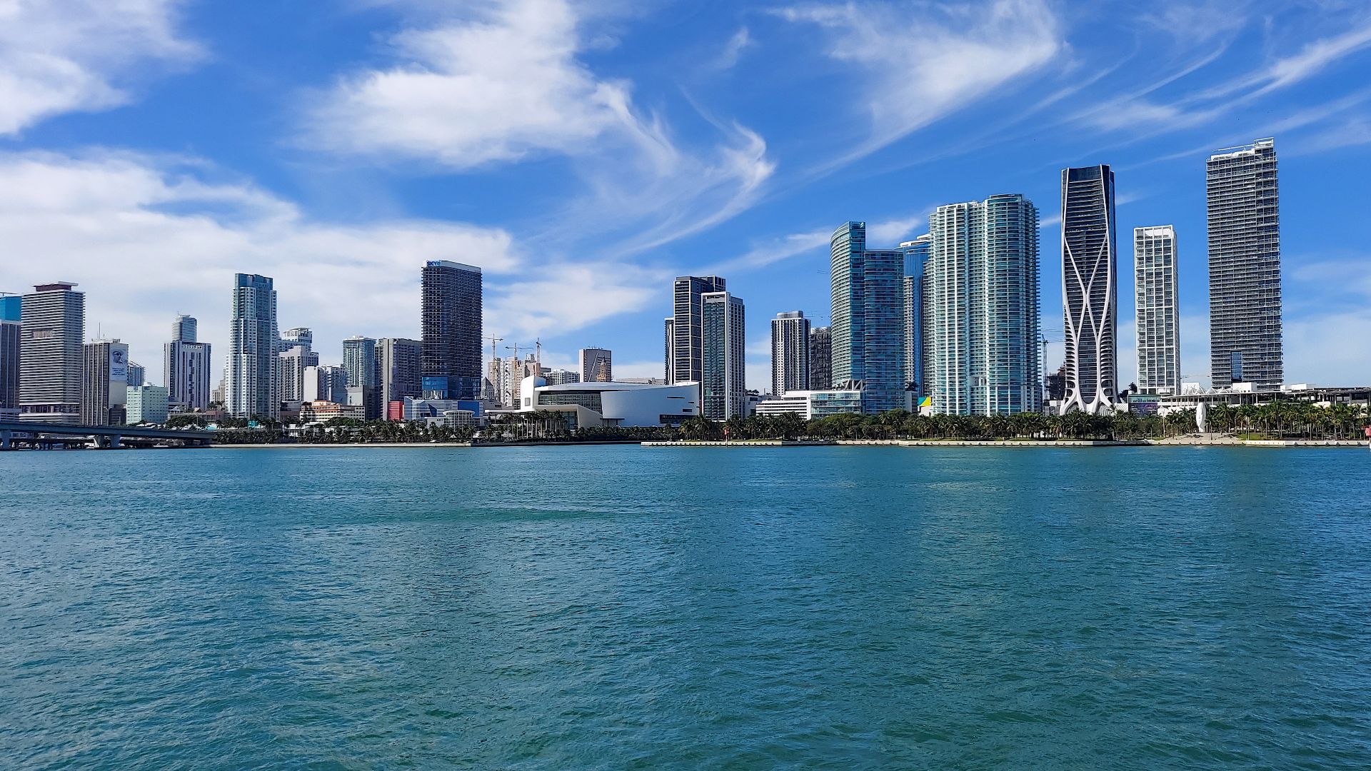 View of Downtown Miami from Biscayne Bay, Miami, Florida