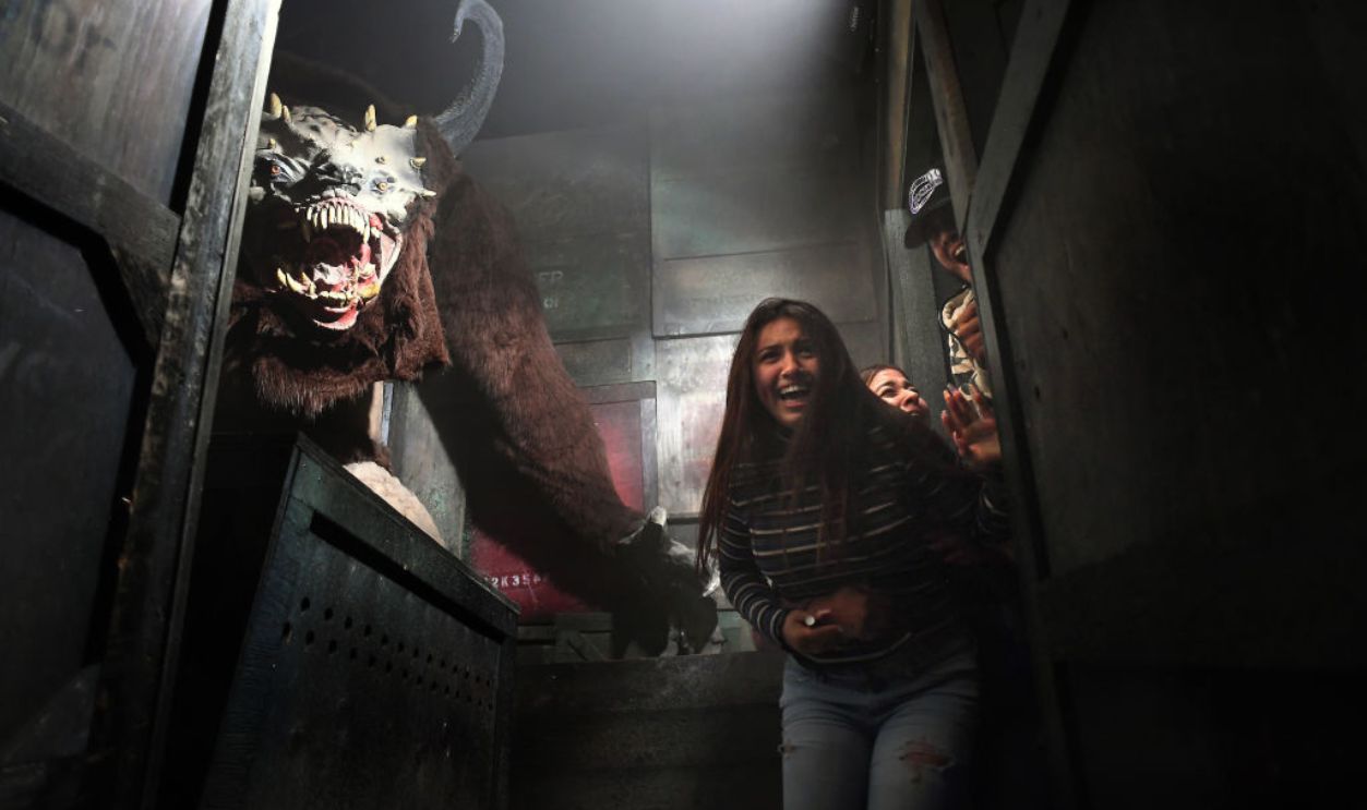 DENVER, CO - OCTOBER 2: Monsters attack but watch your back on the 13th Floor Haunted House in Denver, Colorado on October 2, 2019. 
