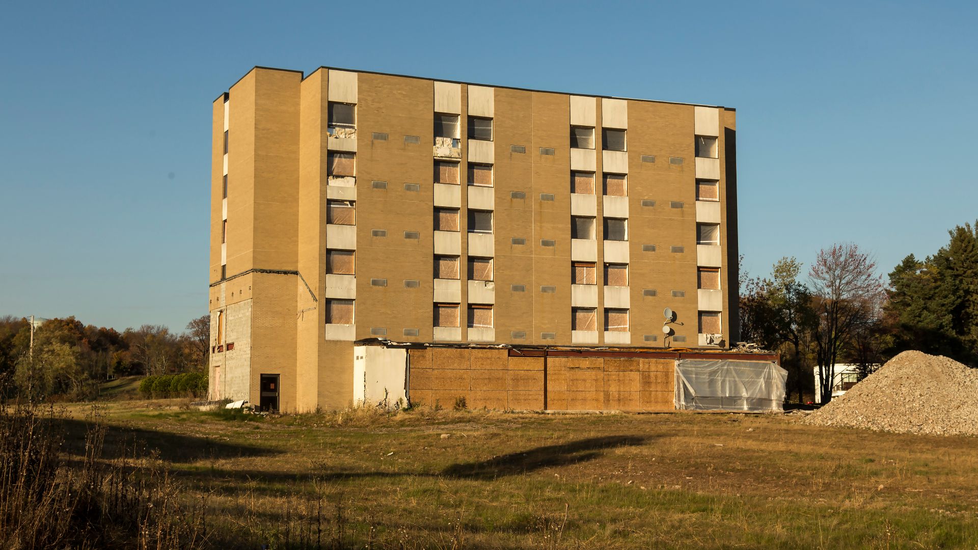 One of the last buildings at Kutsher's Hotel Resort, Monticello, New York, USA