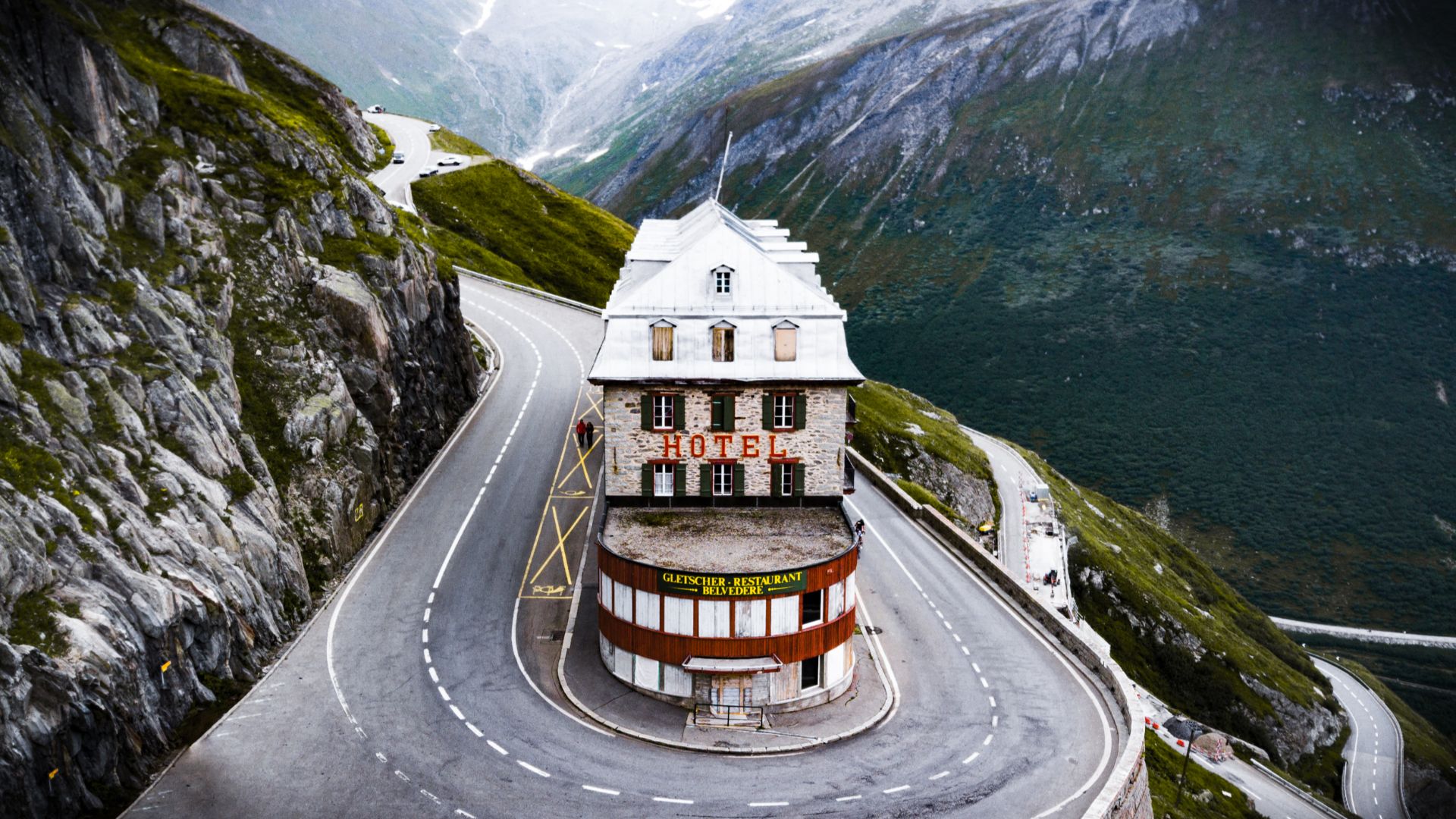 L'hôtel Belvédère au col de la Furka, dans le canton du Valais, en Suisse.