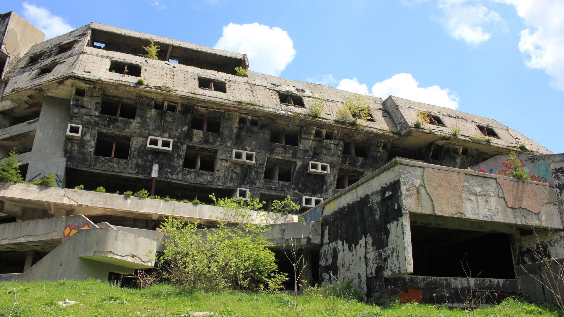 Ruins of Hotel Igman above Sarajevo.
