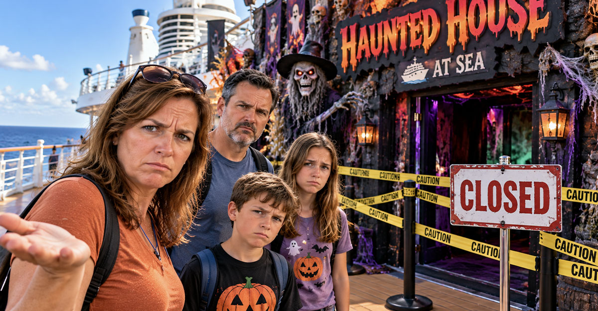 Family on a cruise disappointed in closed attraction