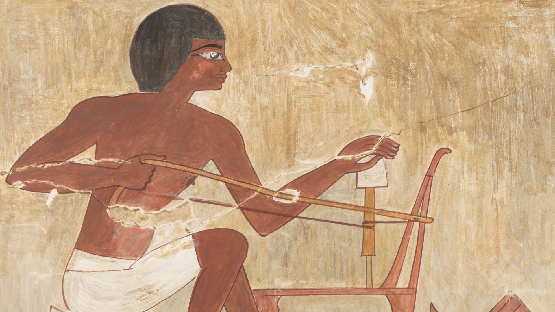 Facsimile, Rekhmire (TT 100), carpenter, bow drill