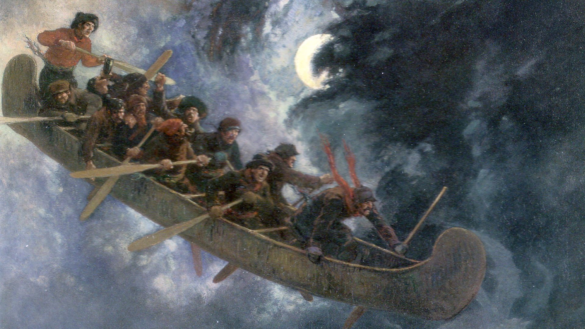 Painting on the theme of la chasse-galerie
