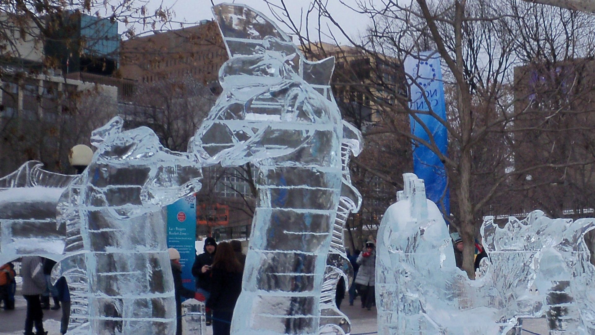 Ice sculpture of the mythical monster Ogopogo presented at the 2010 Ottawa Winterlude