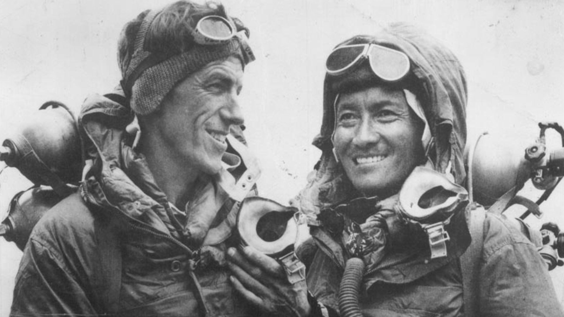 29 May 1953 Tenzing Norgay and Edmund Hillary after successfully completing the first ascent of Mount Everest at 11.30am.