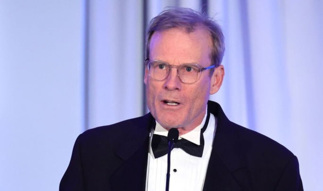 NEW YORK, NEW YORK - NOVEMBER 02: Conrad Anker speaks during the 2023 Denali Foundation Gala at The Yale Club on November 02, 2023 in New York City.