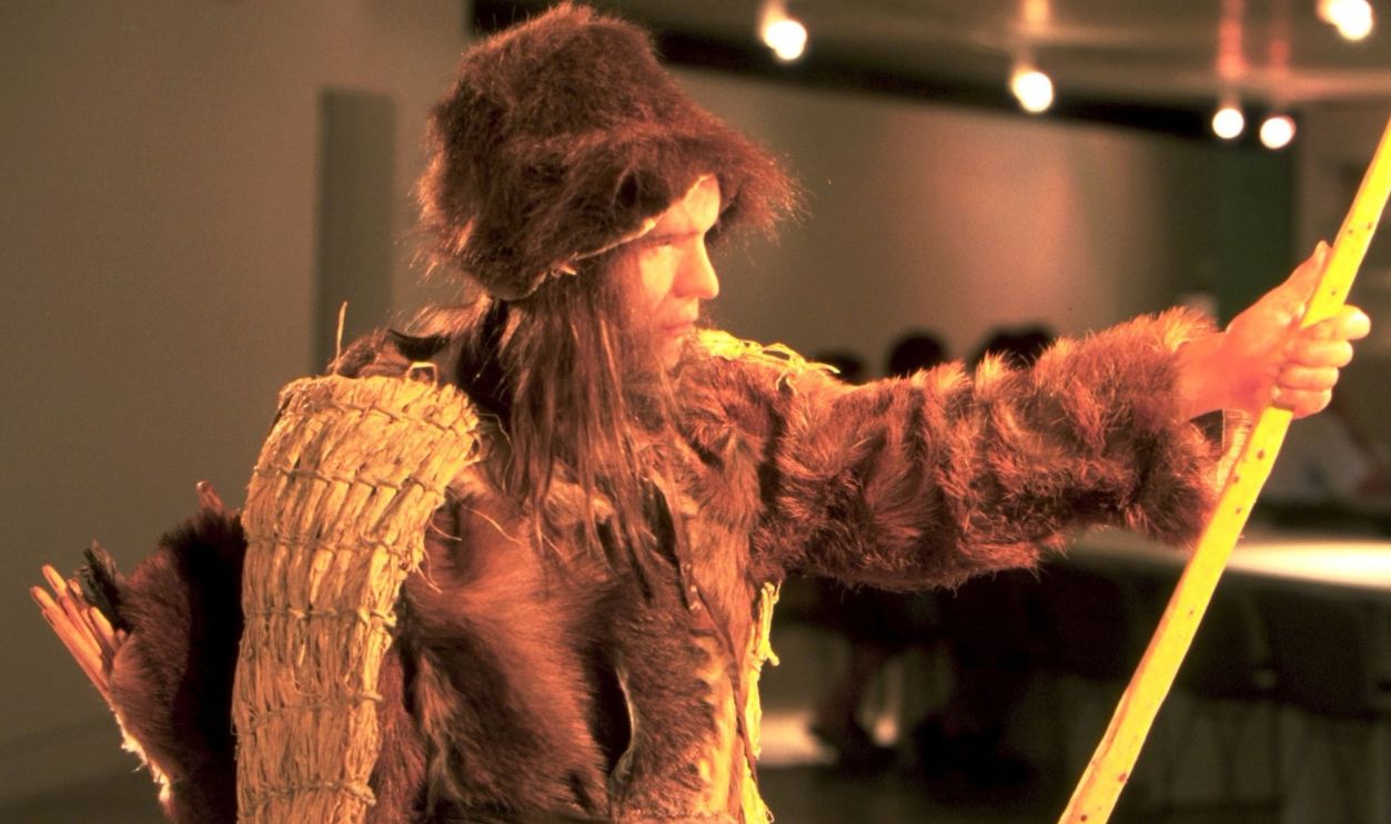 FRANCE - MAY 29: Prehistorical museum in Quinson, France on May 29, 2001 - Iceman, found preserved in a Tyrol glacier. He was reconstructed with the "flesh". Iceman died at 45, probably due to hypothermia. He now greets visitors of the museum.