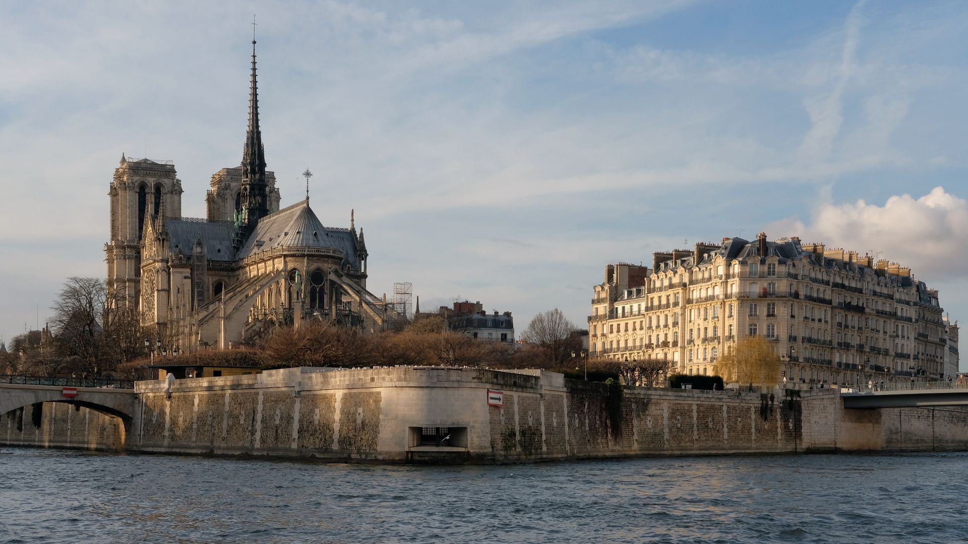 Île de la Cité avec la cathédrale Notre-Dame de Paris, vue du sud-est.