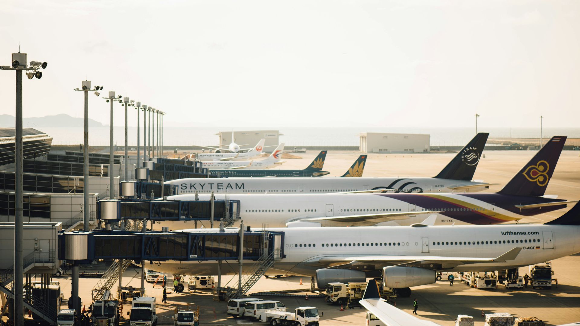 four planes at the airport