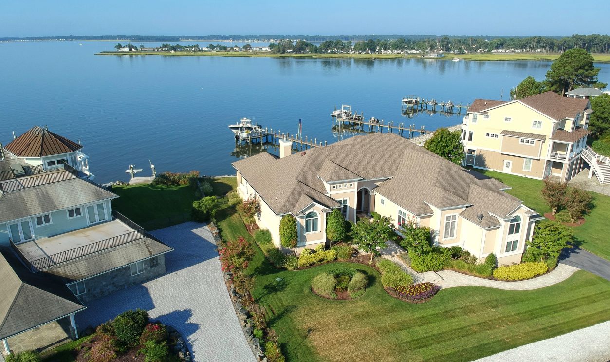 Rehoboth Beach, Delaware, U.S.A - July 5, 2019 - The view of the luxury waterfront homes by the bay