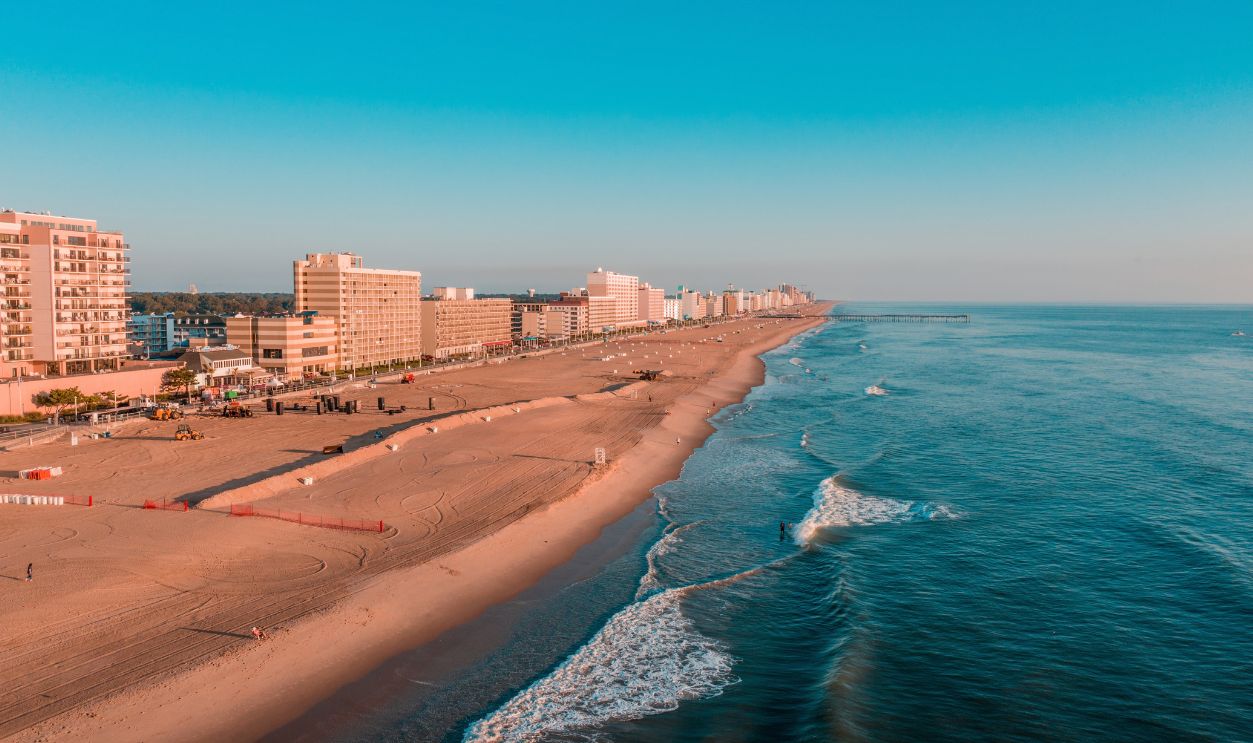 Boats, Canoes and the Beach in Virginia Beach, Va via Drone