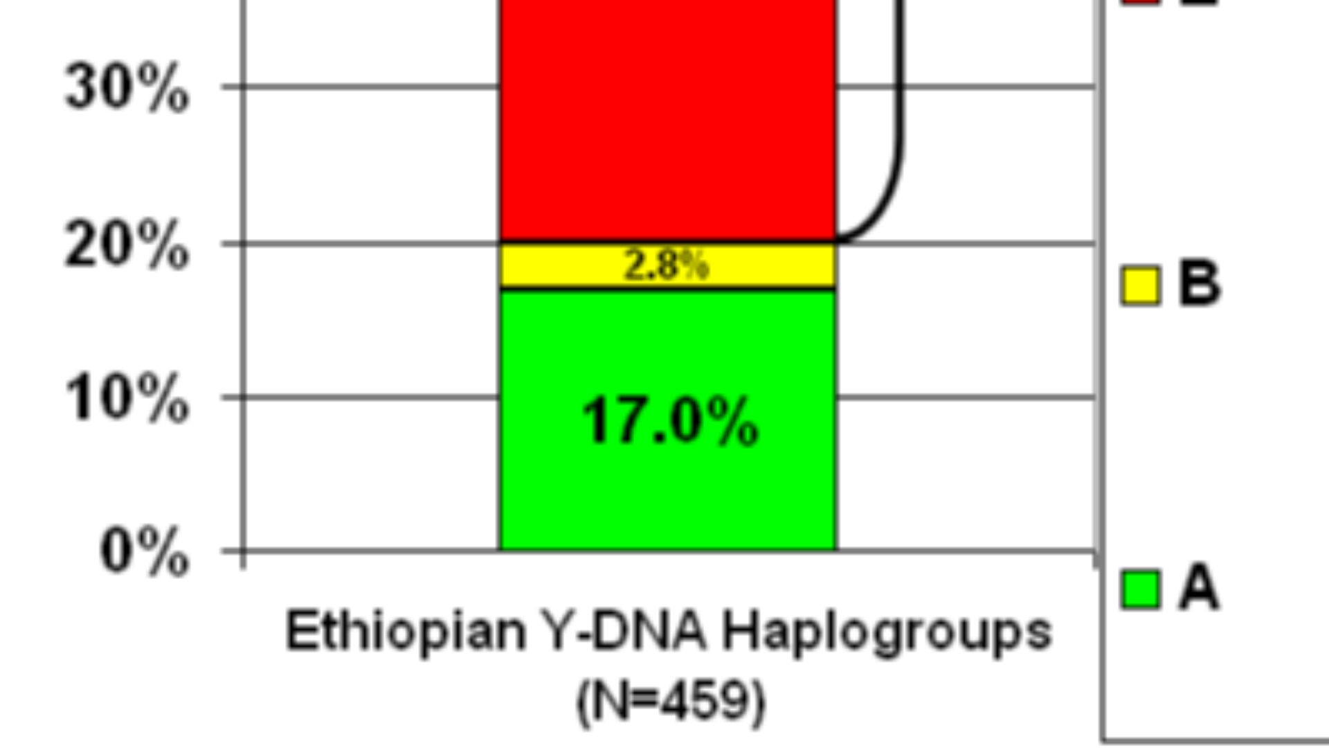 Graphic representation of Combined Y DNA Macro Haplogroup frequencies in Ethiopia gathered from different sources. (see picture for Sources)