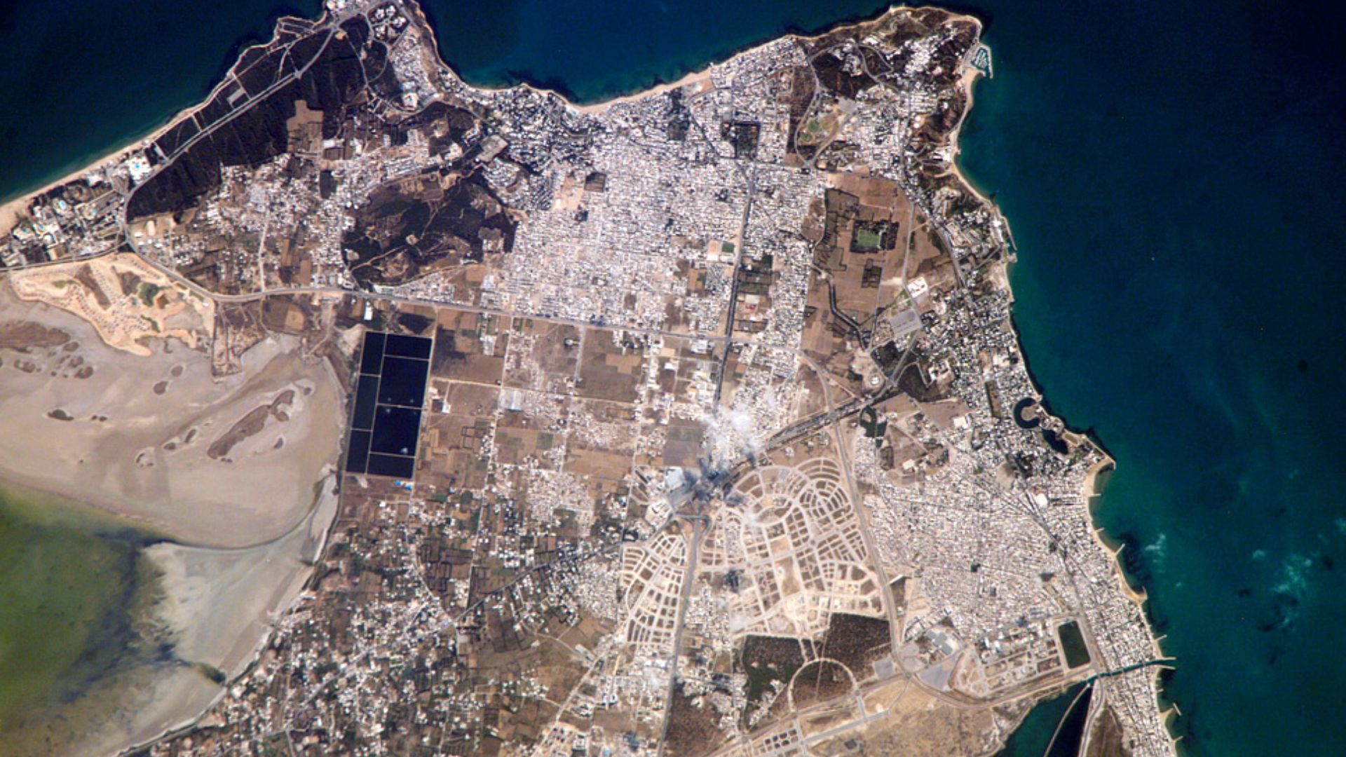 The ancient site of Carthage in North Africa is seen in this photo taken by the International Space Station's Expedition 13 crew. The city-state was founded by Phoenician settlers in 814 B.C., and it subsequently became the seat of a trade empire that con