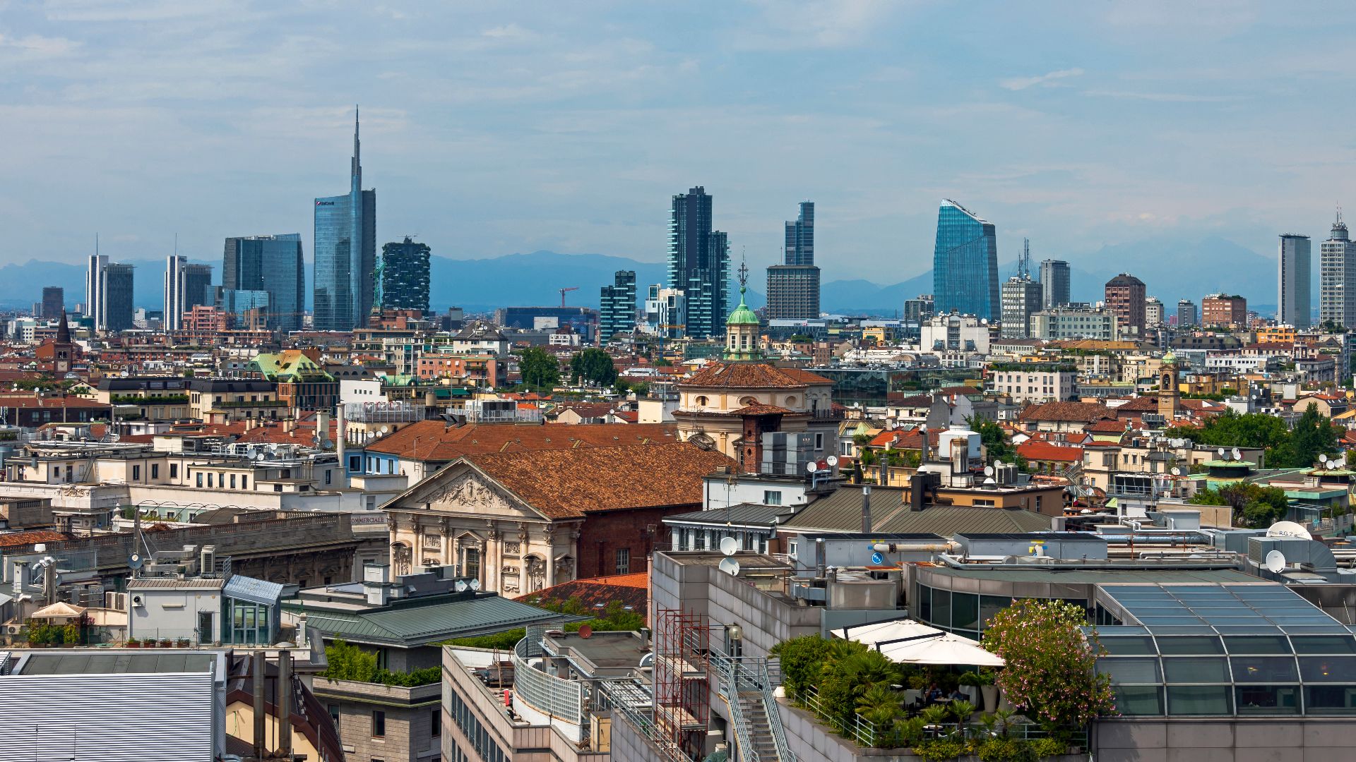 Milan skyline from roof of the Duomo