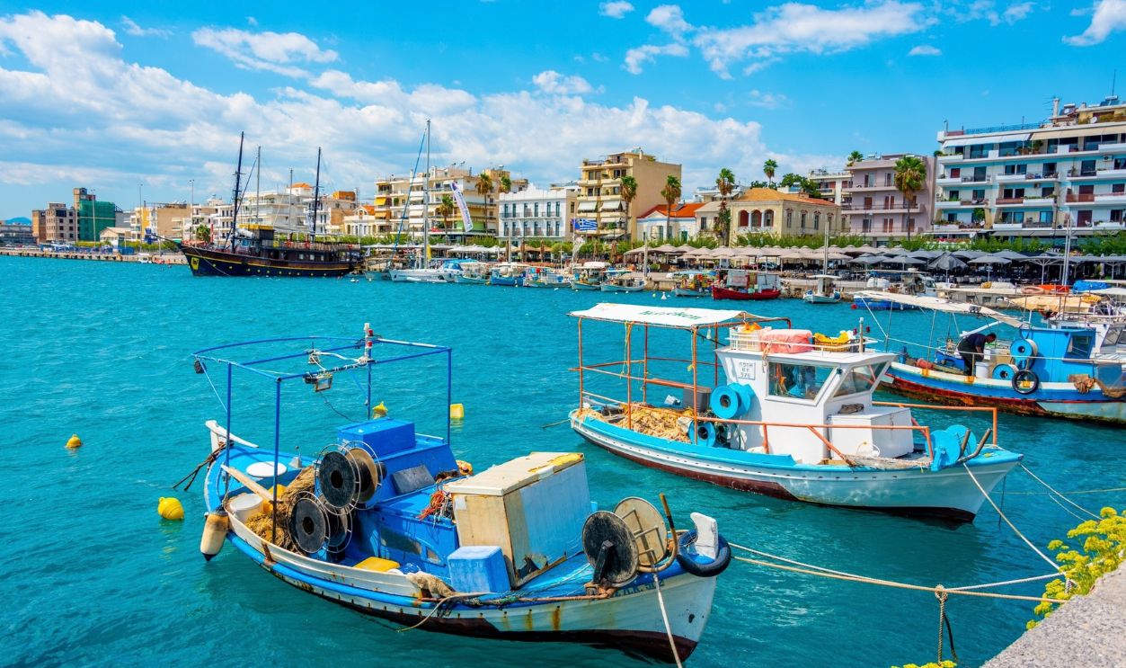 Kalamata, Greece, September 7, 2022: Boats mooring at the port of Kalamata in Greece.