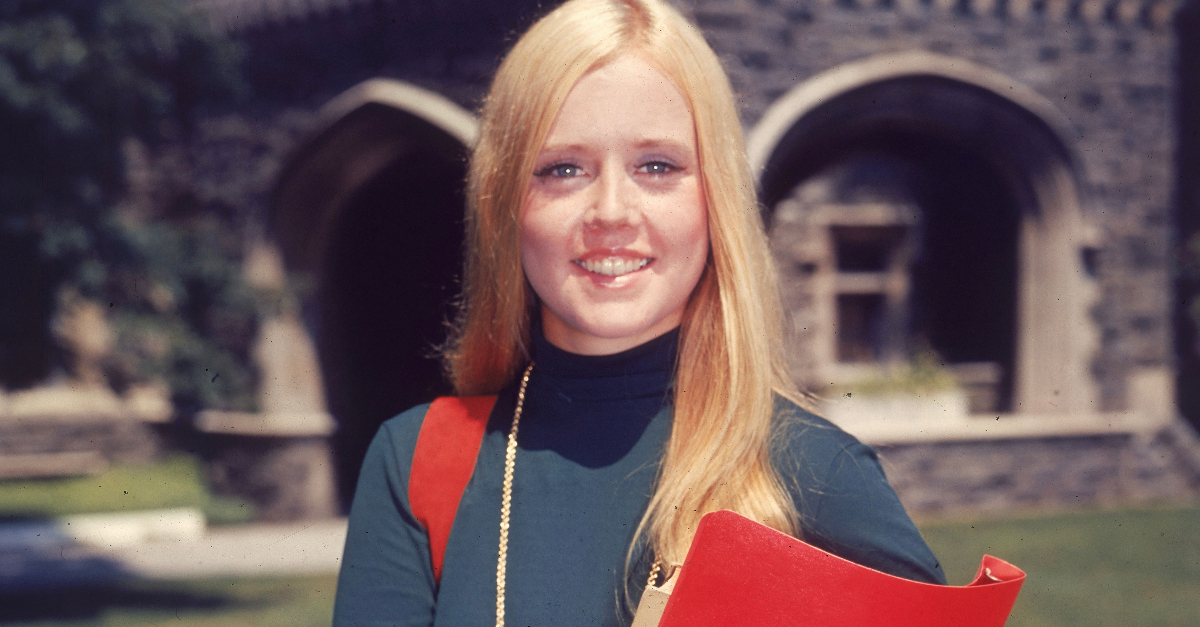 1970s Female Student On College Campus
