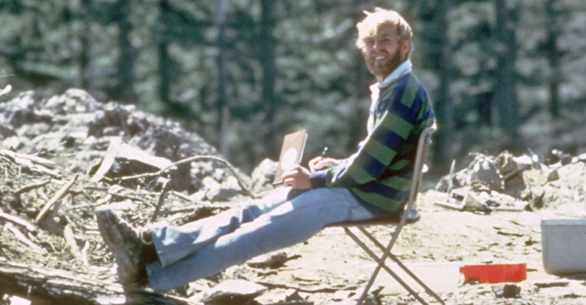 The last picture taken of Johnston on May 17, 1980, 13 hours before his death at the eruption site