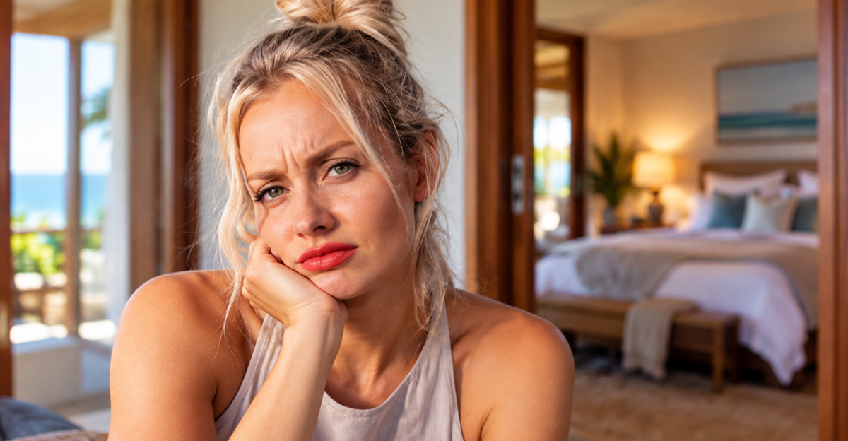 AI-generated image of woman in vacation home