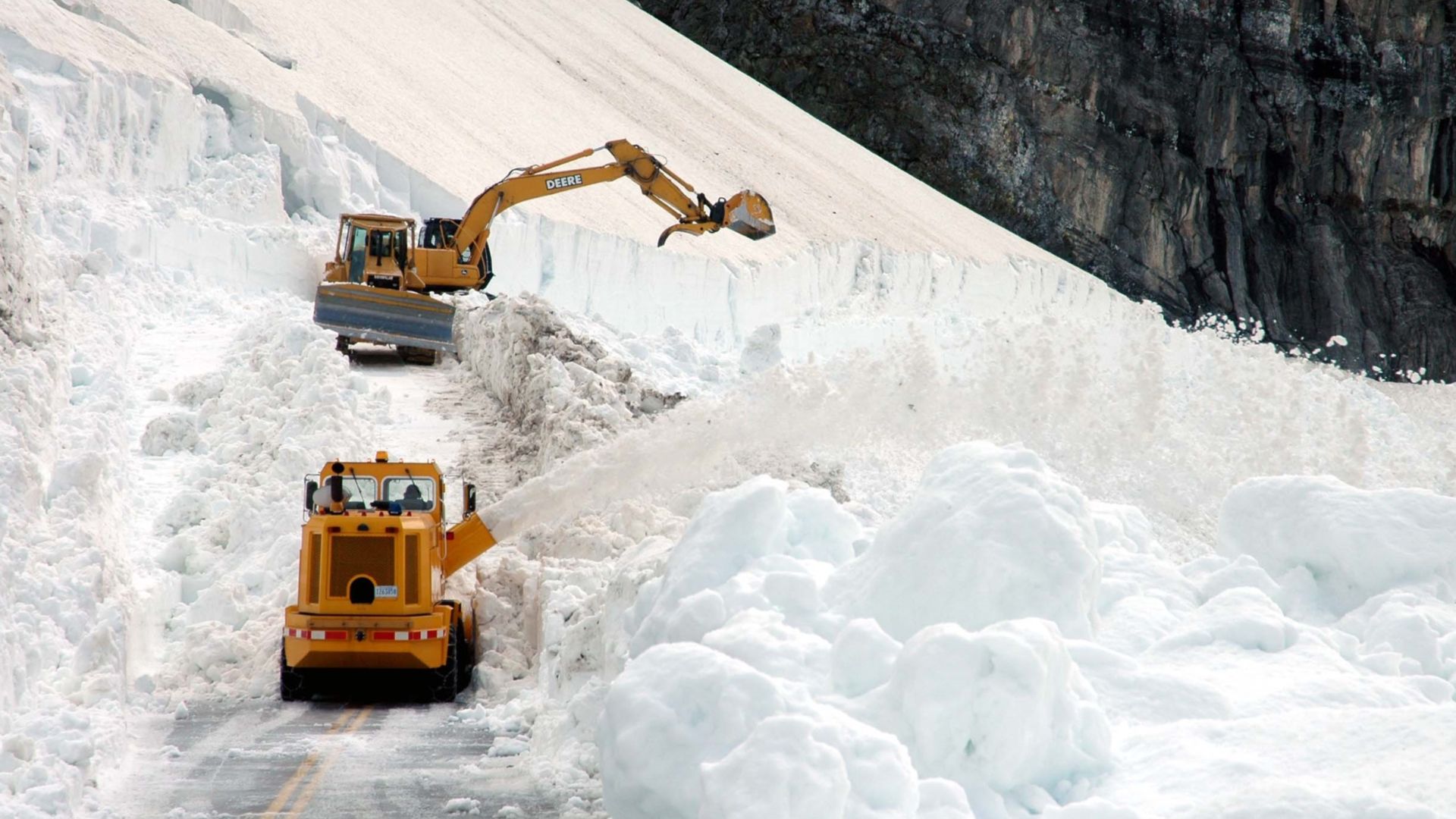 Clearing Going-to-the-Sun Road in April, Glacier National Park, Montana, USA