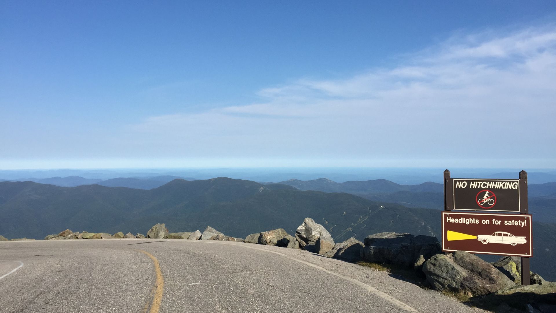 View eastbound down the Mount Washington Auto Road at about mile 7.6 (about 6200 feet above sea level) in Sargent's Purchase Township, Coos County, New Hampshire