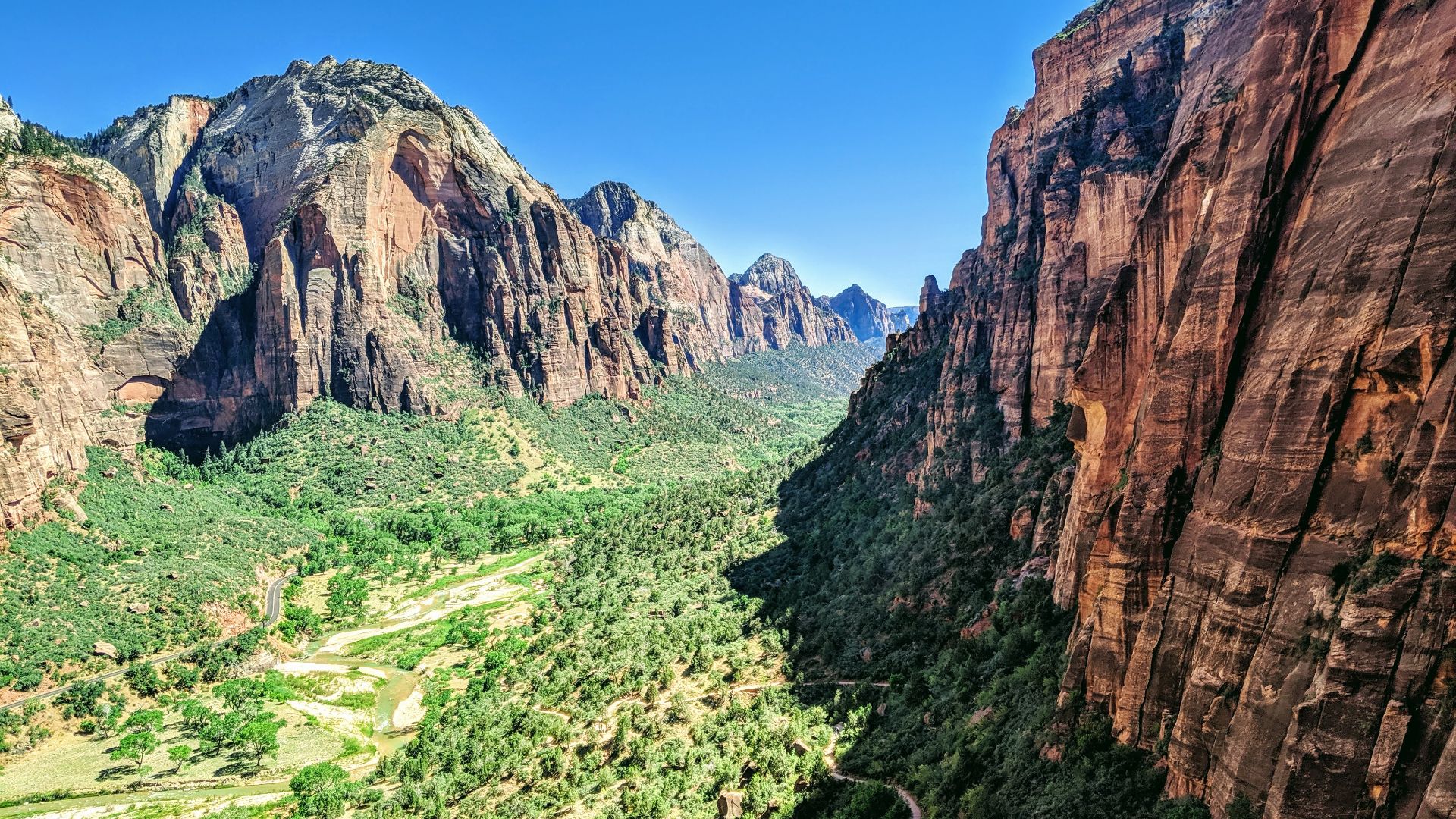 A view of angels landing after the hike in Zion national park