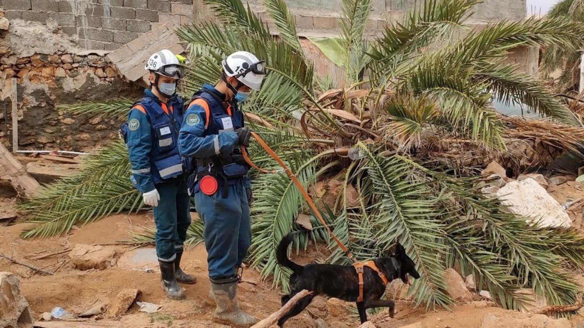 Rescue team of the Russian Ministry of Emergency Situations conducts search and rescue operations in one of the most difficult parts of the city Derna, Libya, September 2023, Emercom of Russia