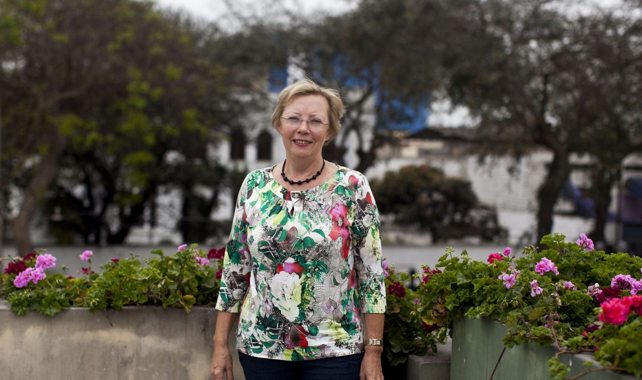 Peruvian-German conservationist Juliane Koepcke poses during an interview with AFP in Lima on October 10, 2014. Koepcke, survivor of a plane crash in the Amazon in 1971, urged the United Nations ahead of its crucial conference on climate on December, to defend the rainforests from the threats of global warming with immediate action before it's too late. 