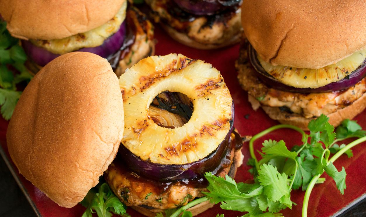 Teriyaki Turkey Burger with Grilled Pineapple