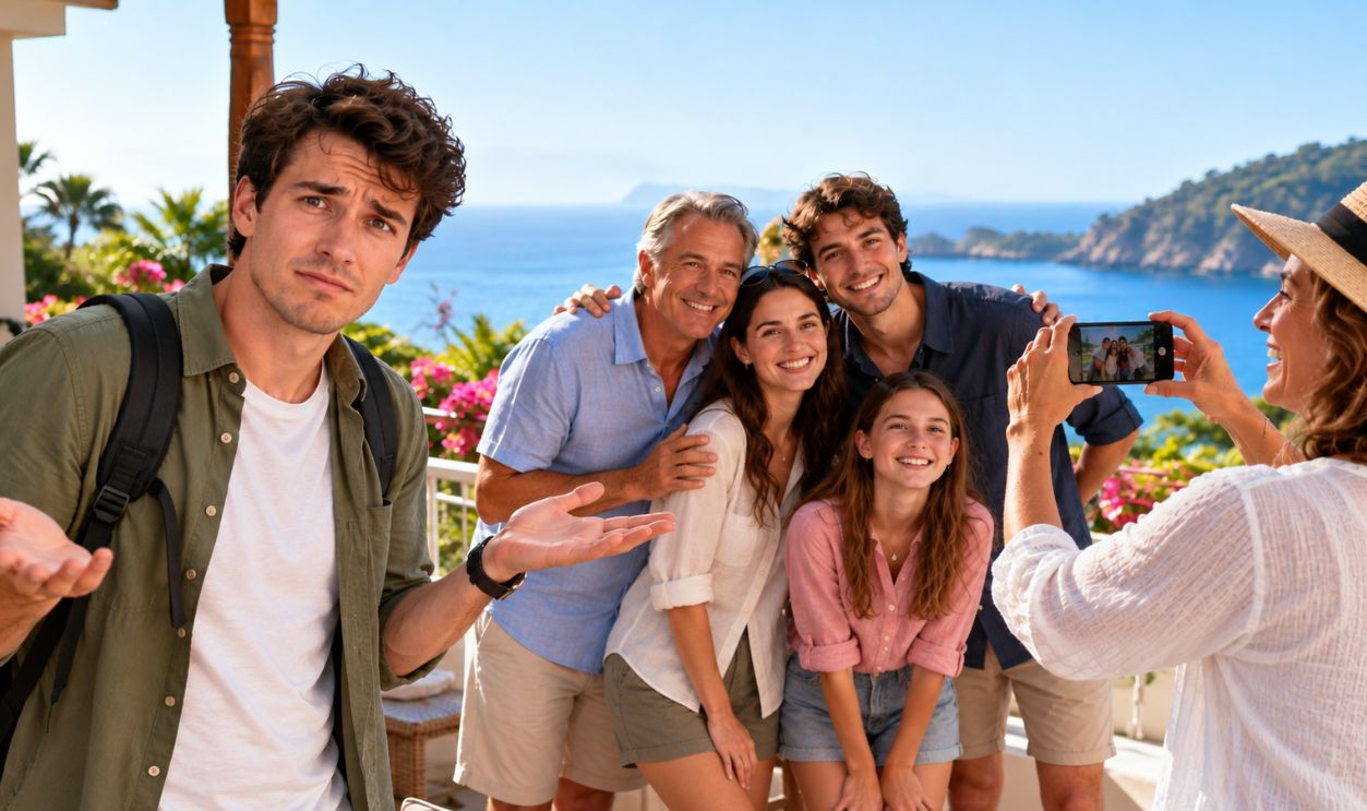 Confused Tourist, Happy Family Snapshot