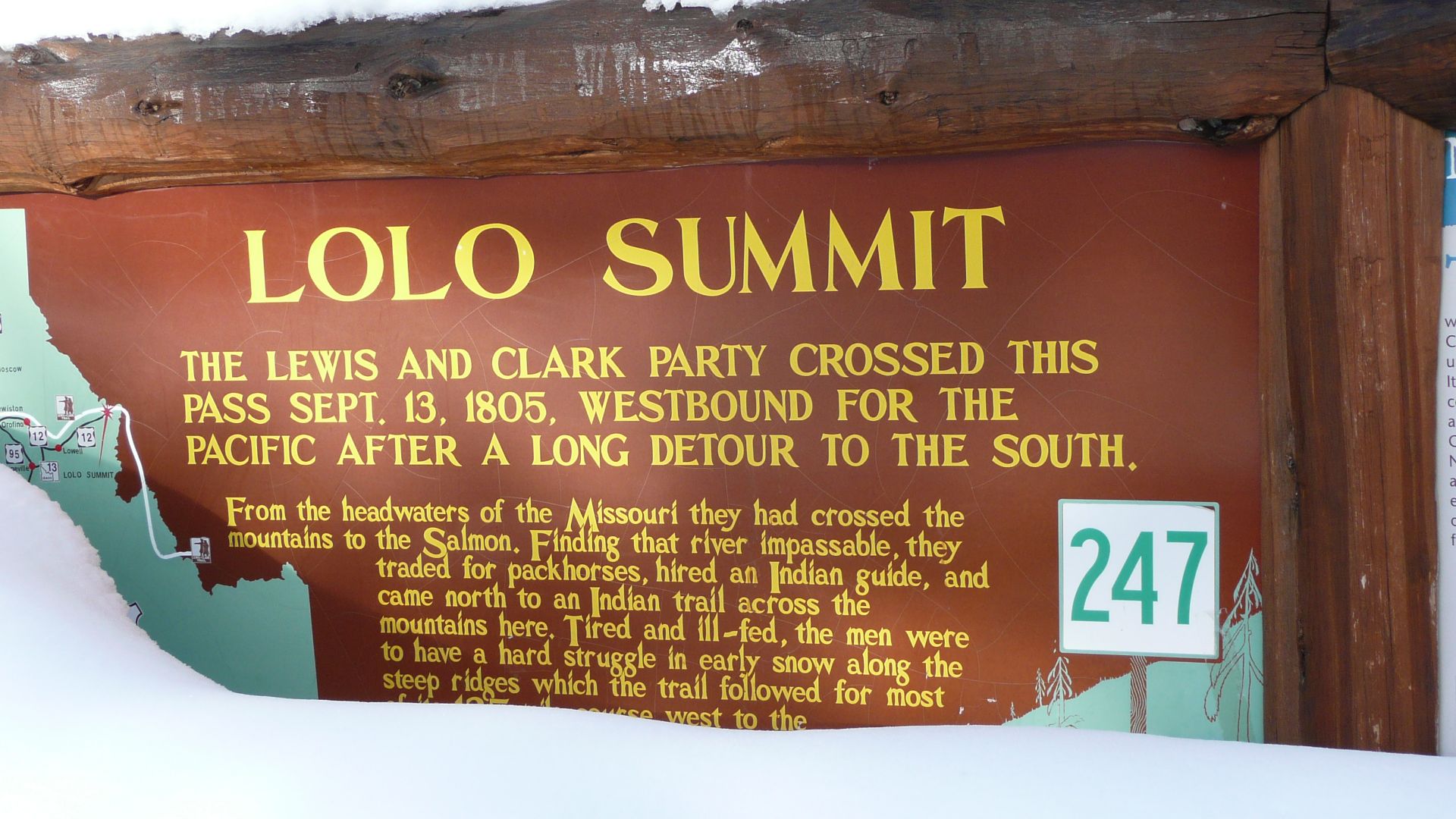 Informational sign at Lolo Summit. Montana, USA.