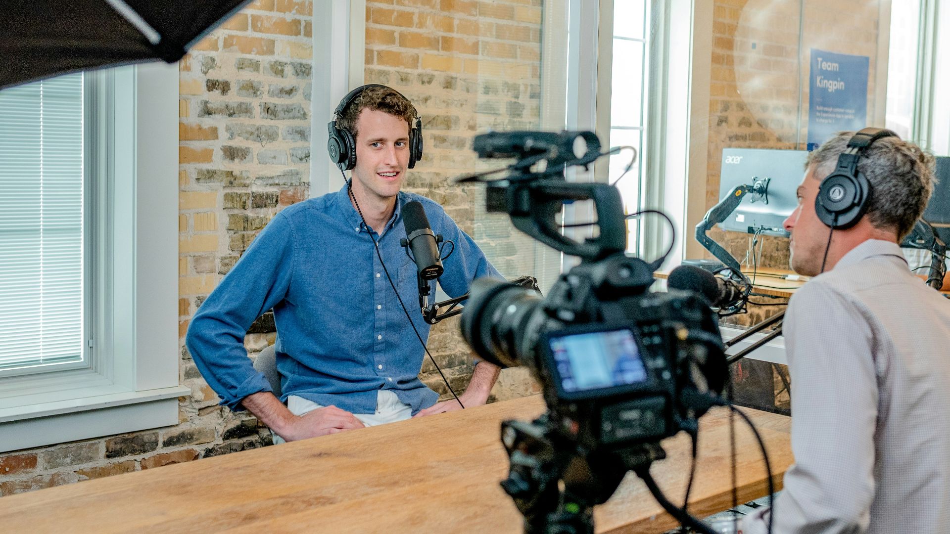 man wearing headset
