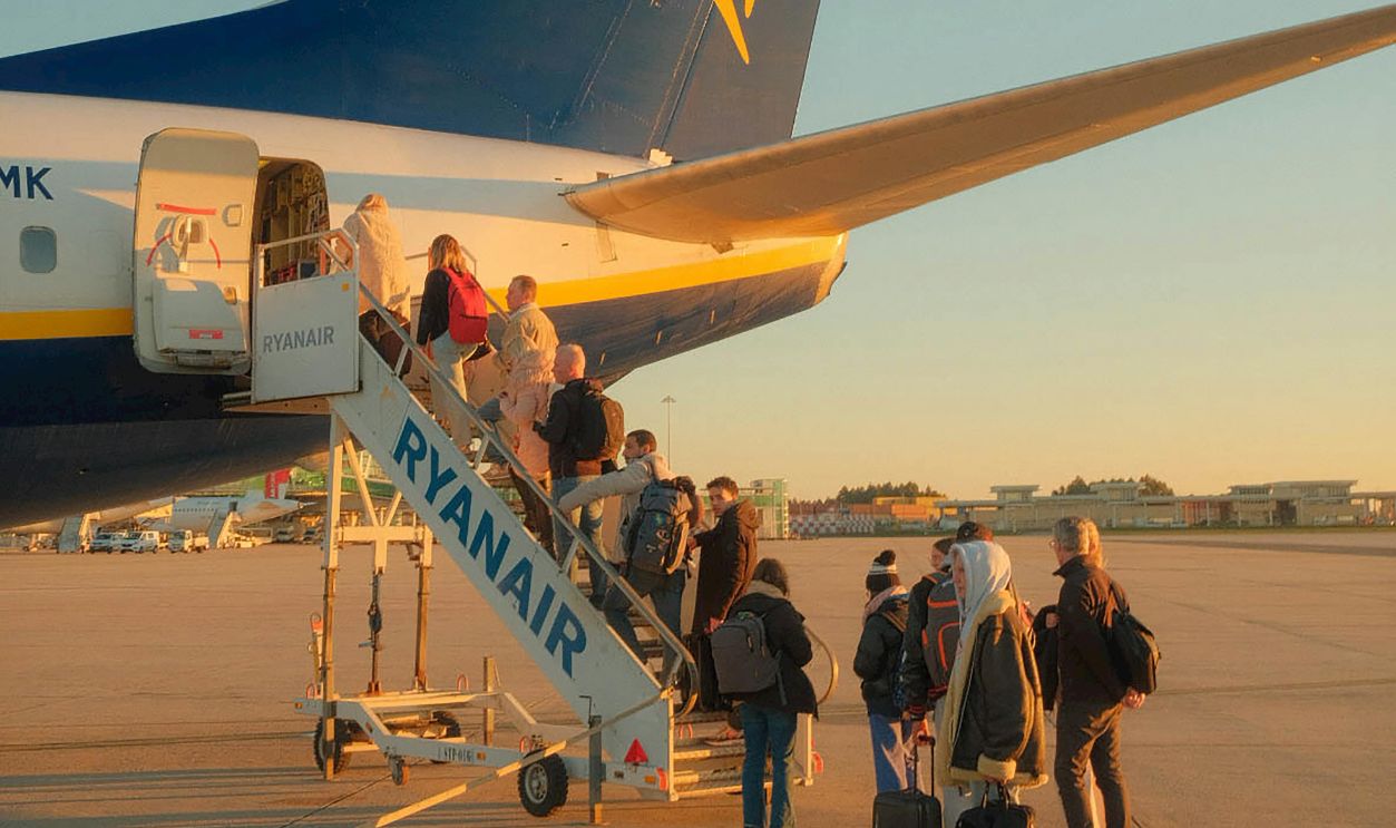 Passengers Boarding Ryanair Flight in Porto