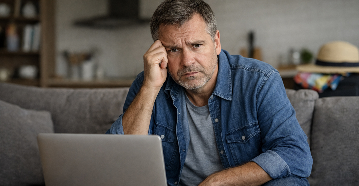 Man frustrated before a trip