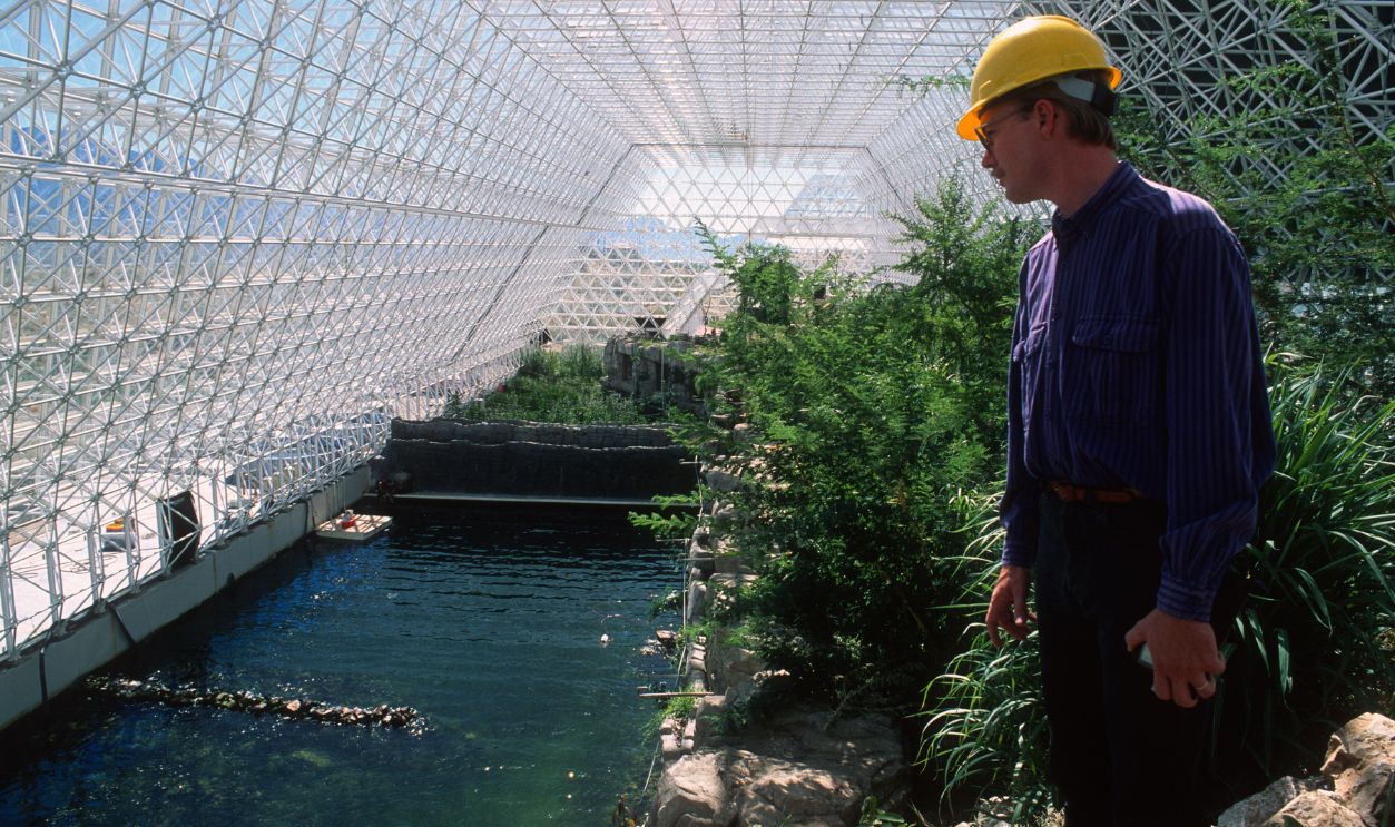 ORACLE, TUCSON, AZ - ARPIL 12: Biosphere 2 is an Earth systems science research facility located in Oracle, Arizona. It has been owned by the University of Arizona since 2011. Its mission is to serve as a center for research, outreach, teaching, and lifelong learning about Earth, its living systems April 12, 1990 Oracle, Tucson, Arizona