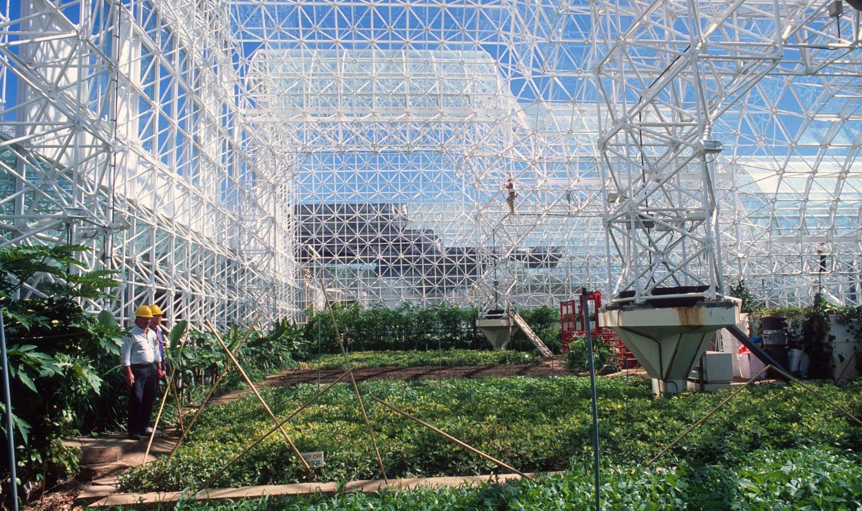 ORACLE, TUCSON, AZ - ARPIL 12: Biosphere 2 is an Earth systems science research facility located in Oracle, Arizona. It has been owned by the University of Arizona since 2011. Its mission is to serve as a center for research, outreach, teaching, and lifelong learning about Earth, its living systems April 12, 1990 Oracle, Tucson, Arizona