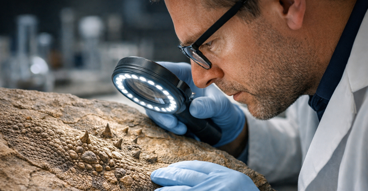 Examining ancient dinosaur skin impressions