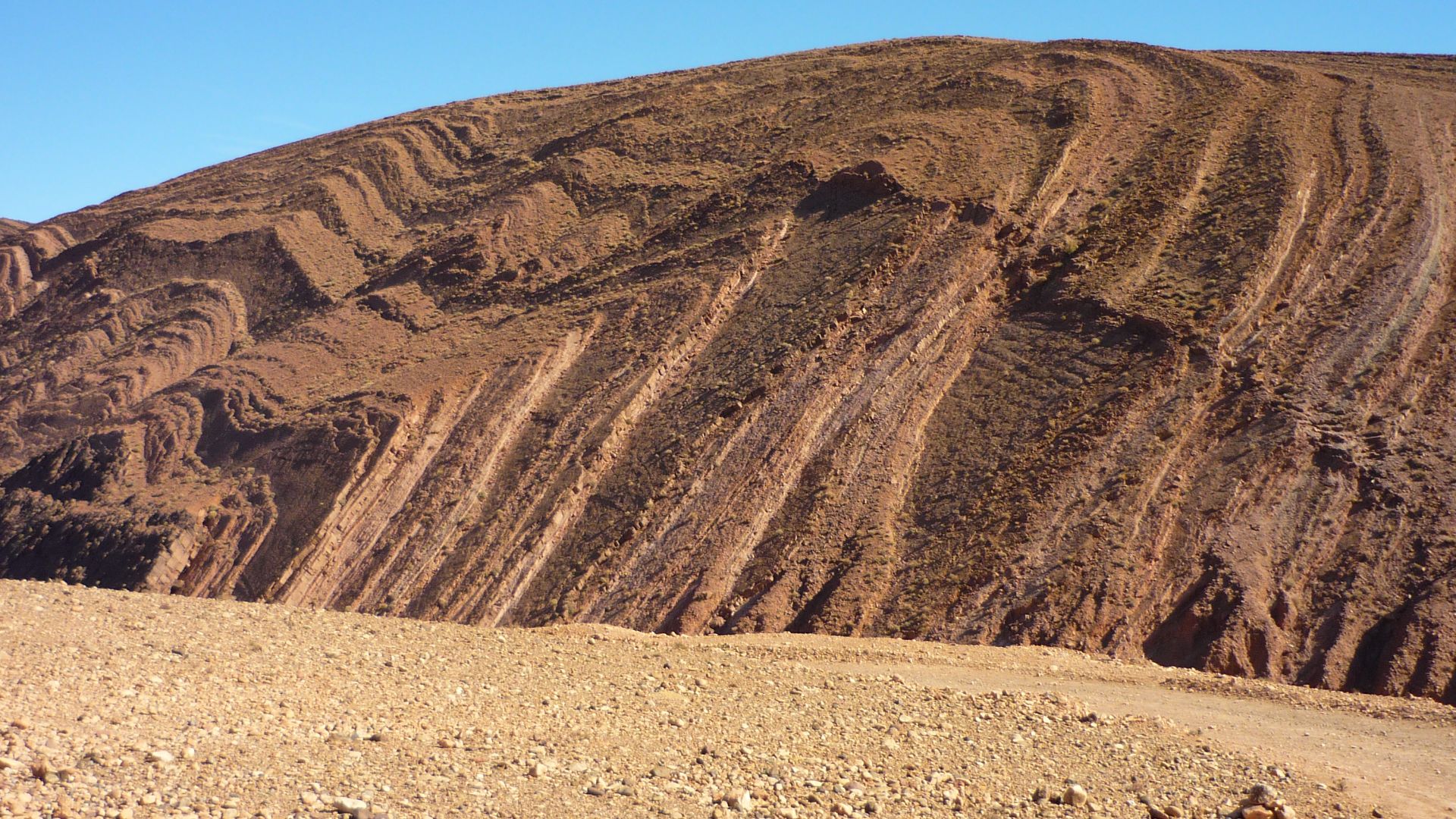 File:Tilted Rock Layers near Tasselmante in Morocco.jpg