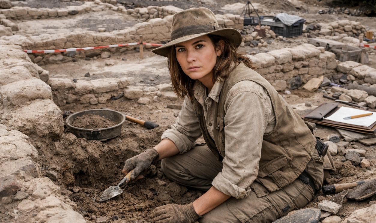 Archaeologist at an excavation site
