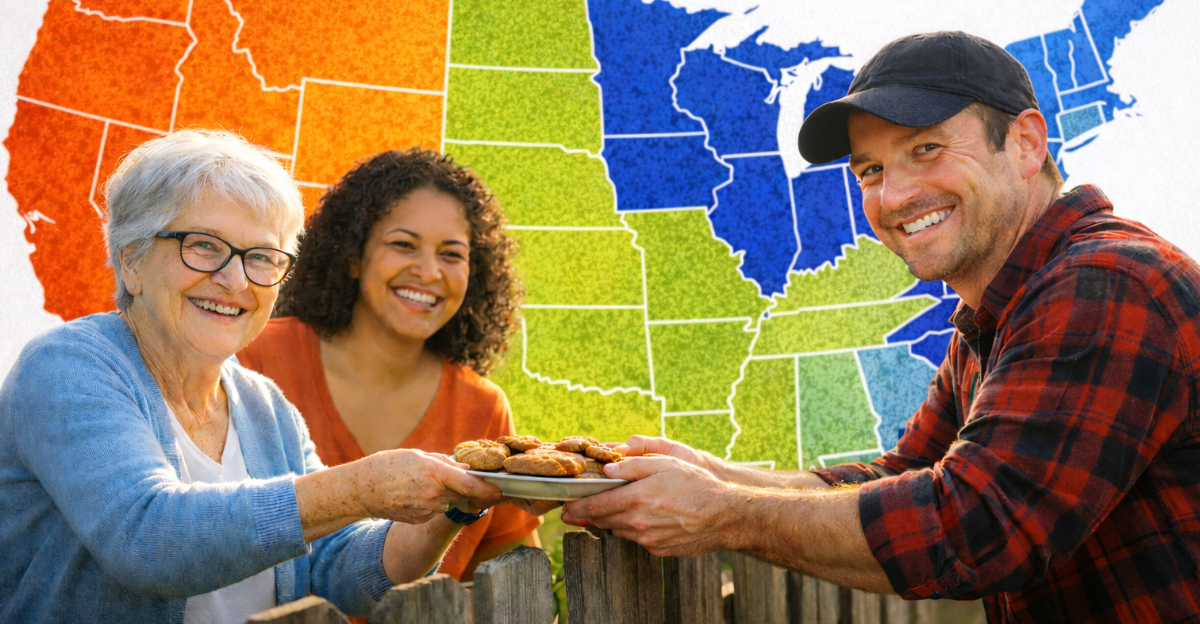 Sharing cookies across a fence, USA map