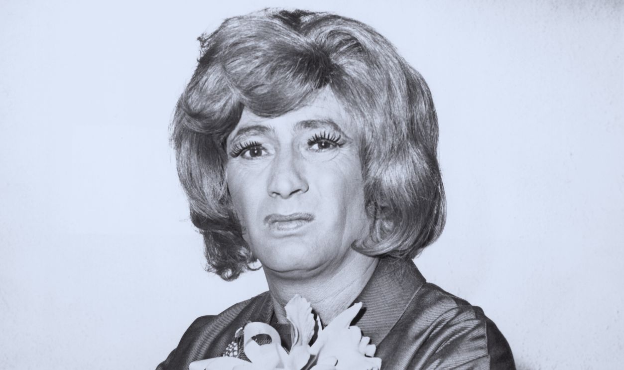 Gettyimages - 515352036, Joey Bishop In Drag And Make-Up/Upset (Original Caption) Joey Bishop is shown, waist-up, wearing womens clothing and make-up, and not looking to happy about it. Undated photograph.
